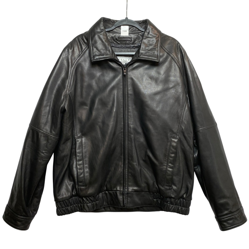 Pelle Studio Leather Jacket Mens XL Black Thinsulate Insulated Bomber Full Zip